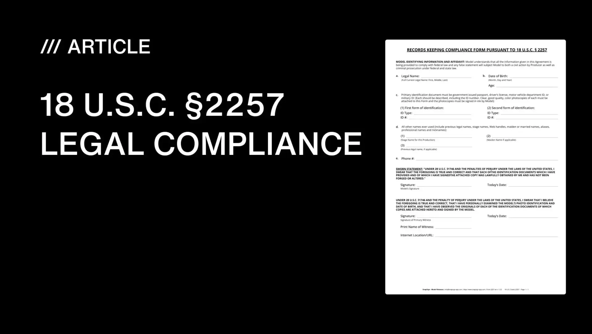 2257 compliance form in Model Release App - model release app for adult content creators