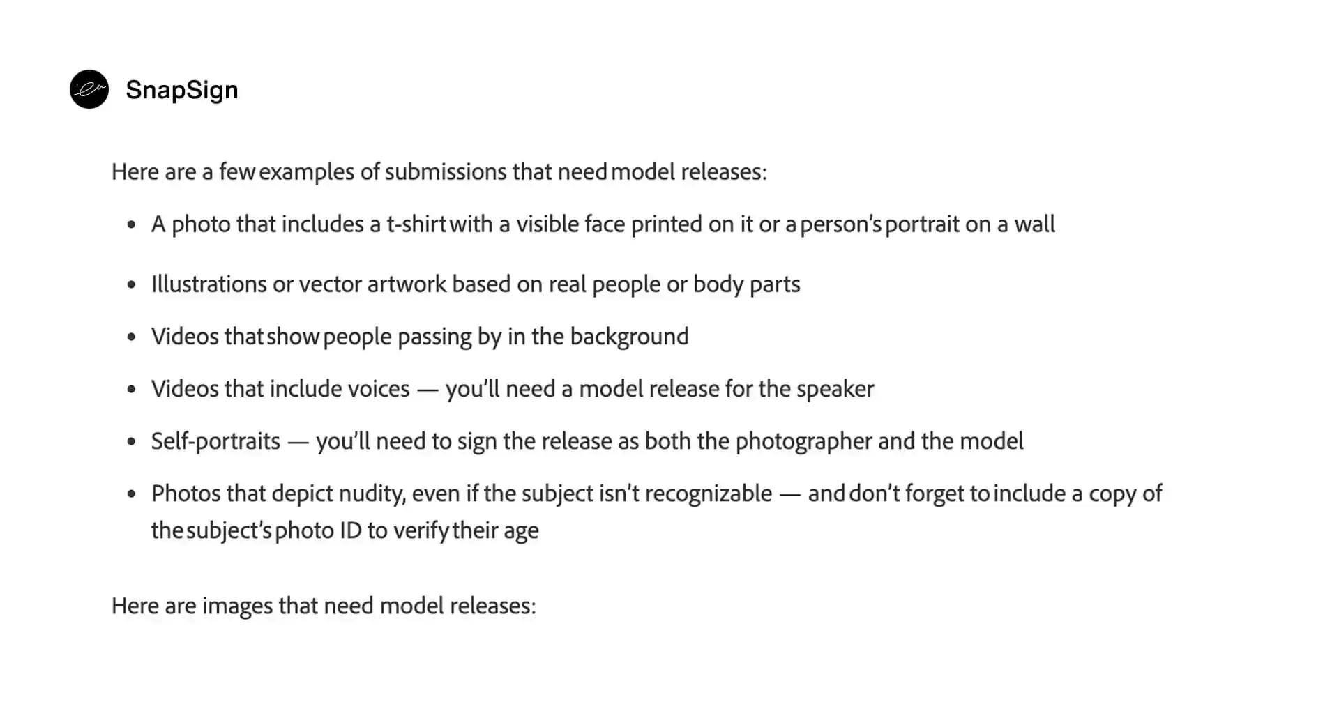 Adobe Stock contributor help: examples of content that requires a model release