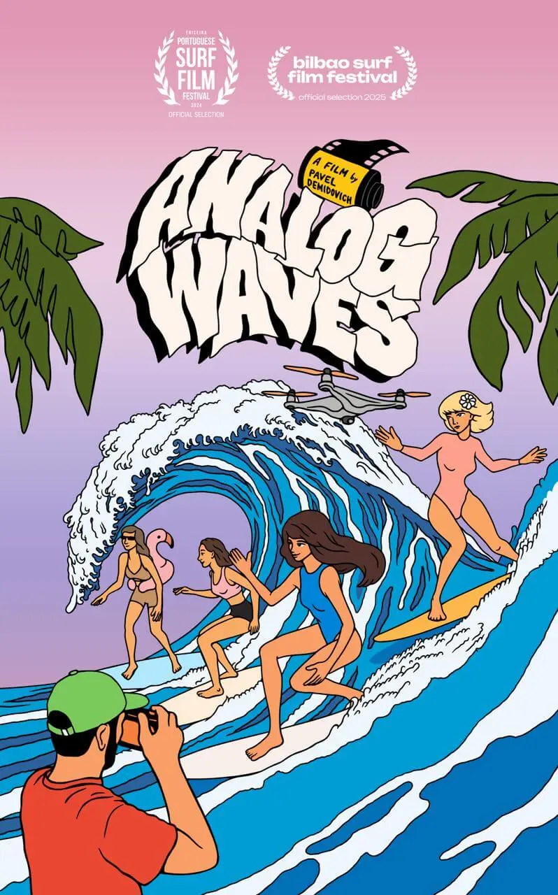 Analog Waves — surf documentary short film poster by Pavel Demidovich