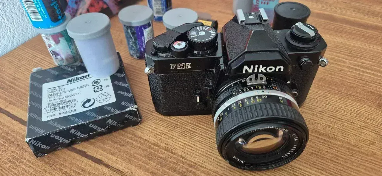 Nikon FM2n 35mm film camera — front view