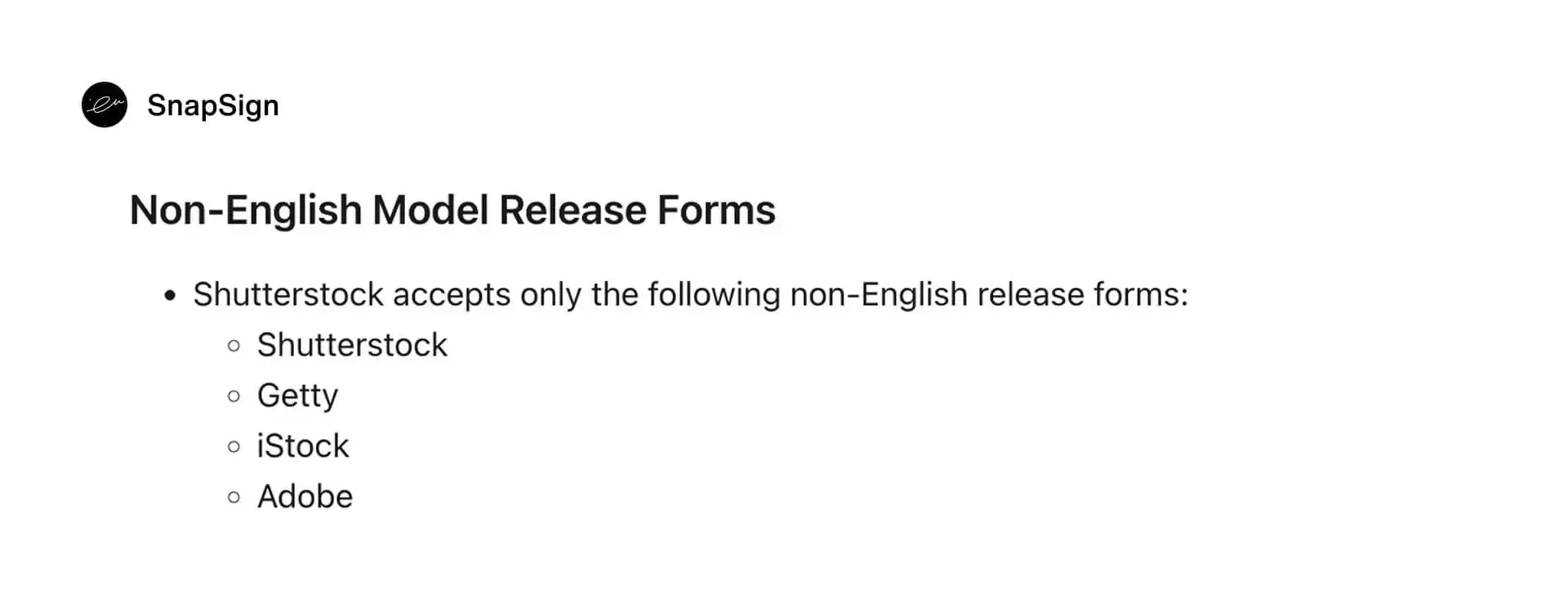 Shutterstock guidelines on multilingual model release forms and documentation