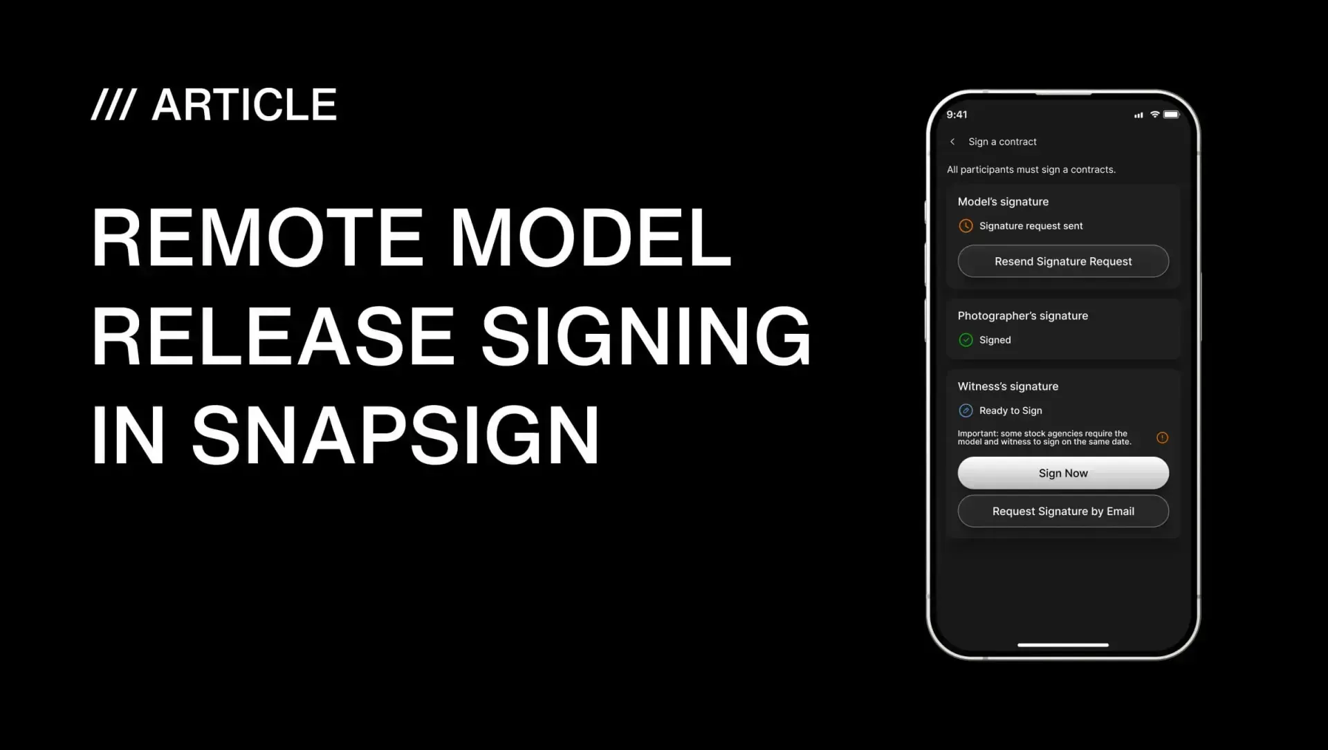 Fluxo de assinatura remota de autorização de imagem no Model Release App