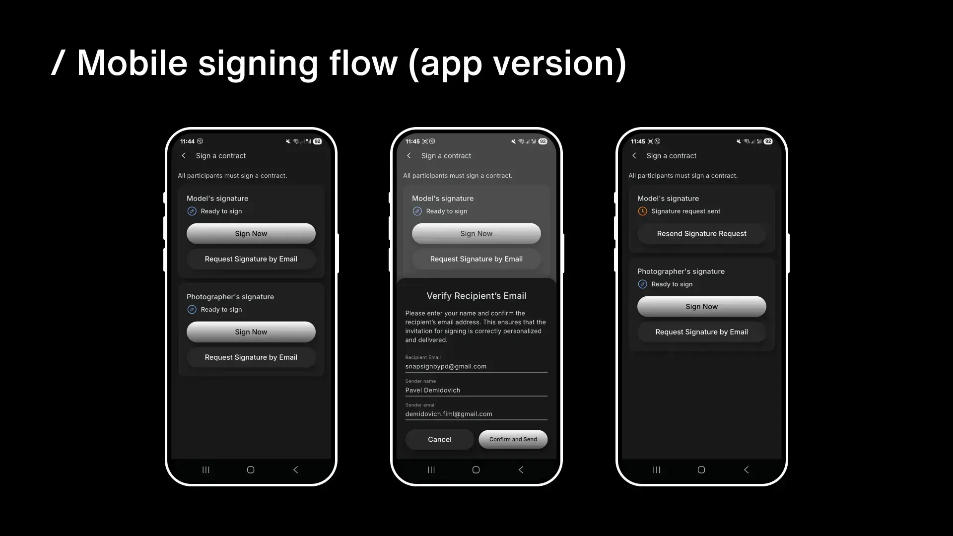 Remote model release signing flow on mobile in Model Release App