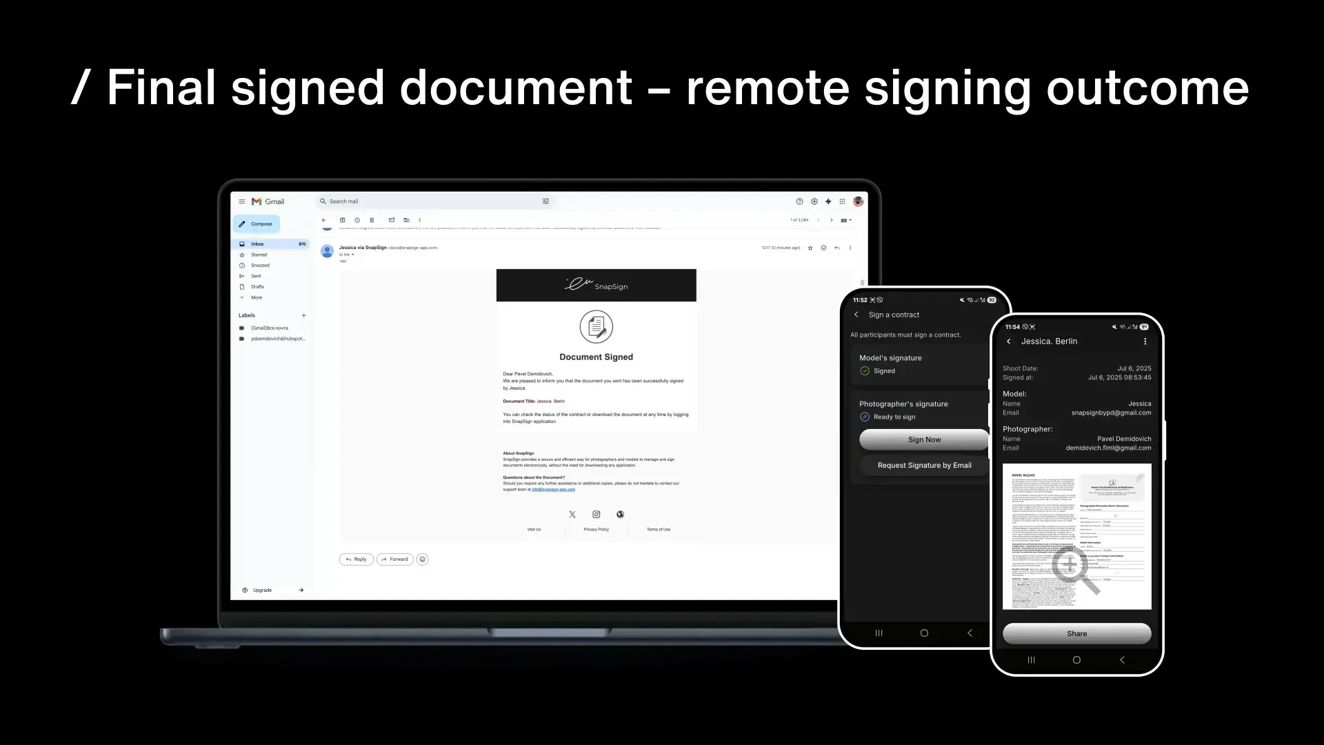 Signed model release status in Model Release App